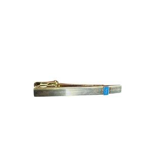 YSL Gold Tie Clip with Blue Accent